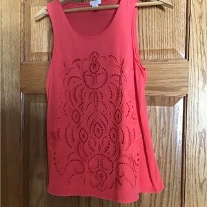 Women’s JCrew orange sleeveless top with cut out details XS